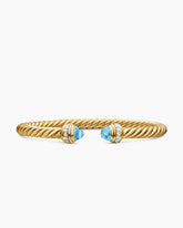 Classic Cablespira® Bracelet in 18K Yellow Gold with Blue Topaz and Diamonds, 5mm