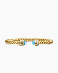 Classic Cablespira® Bracelet in 18K Yellow Gold with Blue Topaz and Diamonds, 5mm