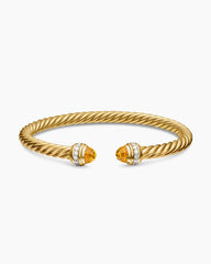 Classic Cablespira® Bracelet in 18K Yellow Gold with Citrine and Diamonds, 5mm