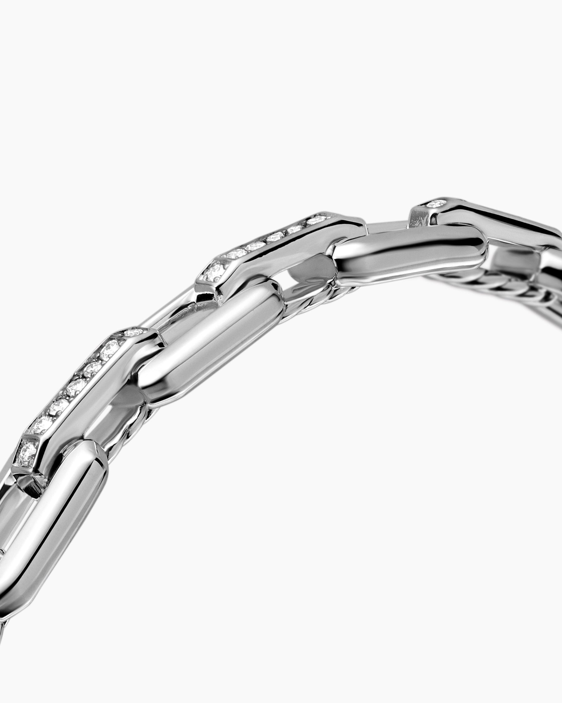 Stax Link Bracelet in Sterling Silver with Diamonds, 6.7mm