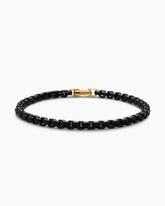 DY Bel Aire Color Box Chain Bracelet in Black Acrylic with 14K Yellow Gold Accent, 4mm