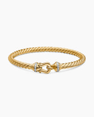 Buckle Cablespira® Bracelet in 18K Yellow Gold with Diamonds, 5mm