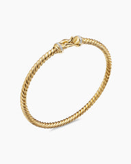 Buckle Cablespira® Bracelet in 18K Yellow Gold with Diamonds, 3.5mm