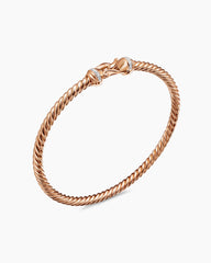 Buckle Cablespira® Bracelet in 18K Rose Gold with Diamonds, 3.5mm