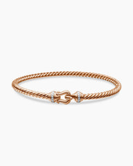 Buckle Cablespira® Bracelet in 18K Rose Gold with Diamonds, 3.5mm