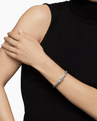 Buckle Classic Cable Bracelet in Sterling Silver with Hampton Blue Topaz and Diamonds, 7mm