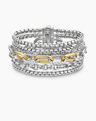 Multi Row Chain Bracelet in Sterling Silver with 18K Yellow Gold, 29mm