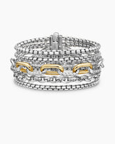 Multi Row Chain Bracelet in Sterling Silver with 18K Yellow Gold, 29mm