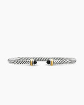 Classic Cable Bracelet in Sterling Silver with 18K Yellow Gold and Black Onyx, 4mm