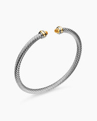 Classic Cable Bracelet in Sterling Silver with 18K Yellow Gold and Citrine, 4mm