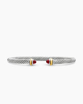 Classic Cable Bracelet in Sterling Silver with 18K Yellow Gold and Garnets, 4mm