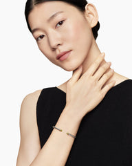 Classic Cable Bracelet in Sterling Silver with 18K Yellow Gold and Peridot, 4mm