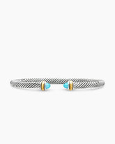 Classic Cable Bracelet in Sterling Silver with 18K Yellow Gold and Turquoise, 4mm