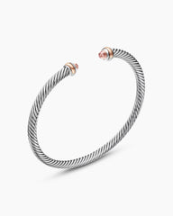 Classic Cable Bracelet in Sterling Silver with 18K Rose Gold and Morganite, 4mm