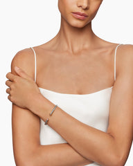 Classic Cable Bracelet in Sterling Silver with 18K Rose Gold and Morganite, 4mm