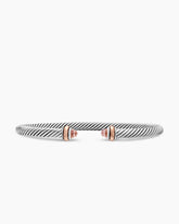 Classic Cable Bracelet in Sterling Silver with 18K Rose Gold and Morganite, 4mm