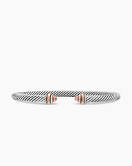 Classic Cable Bracelet in Sterling Silver with 18K Rose Gold and Morganite, 4mm