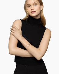 Classic Cable Bracelet in Sterling Silver with Amethyst and Diamonds, 4mm