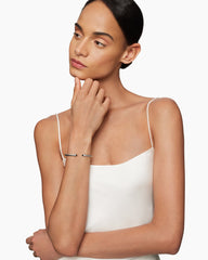 Classic Cable Bracelet in Sterling Silver with Black Onyx and Diamonds, 4mm