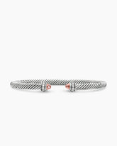 Classic Cable Bracelet in Sterling Silver with Morganite and Diamonds, 4mm