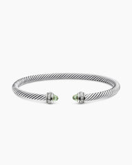 Classic Cable Bracelet in Sterling Silver with Prasiolite and Diamonds, 4mm