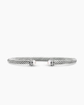 Classic Cable Bracelet in Sterling Silver with Pearls and Diamonds, 4mm