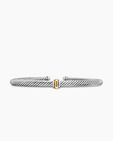 Classic Cable Station Bracelet in Sterling Silver with 18K Yellow Gold, 4mm