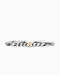 Classic Cable Station Bracelet in Sterling Silver with 18K Yellow Gold, 4mm