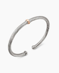 Classic Cable Station Bracelet in Sterling Silver with 18K Rose Gold, 4mm
