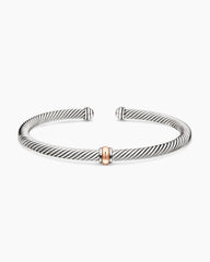 Classic Cable Station Bracelet in Sterling Silver with 18K Rose Gold, 4mm