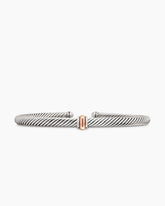 Classic Cable Station Bracelet in Sterling Silver with 18K Rose Gold, 4mm