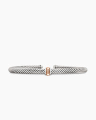 Classic Cable Station Bracelet in Sterling Silver with 18K Rose Gold, 4mm