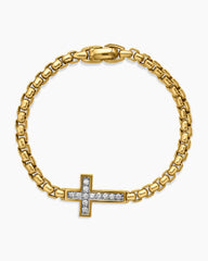 Cross Station Bracelet in 18K Yellow Gold with Diamonds, 5mm