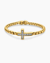 Cross Station Bracelet in 18K Yellow Gold with Diamonds, 5mm