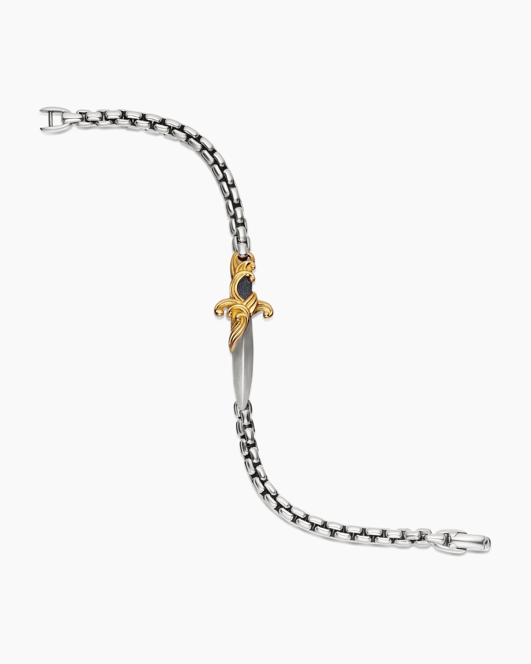 Waves Dagger Bracelet in Sterling Silver with 18K Yellow Gold, 5mm