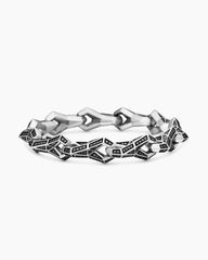 Faceted Link Bracelet in Sterling Silver with Black Diamonds, 12.5mm