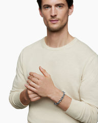 Faceted Link Bracelet in Sterling Silver with Black Diamonds, 12.5mm