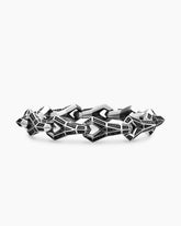 Faceted Link Bracelet in Sterling Silver with Black Diamonds, 12.5mm