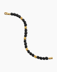 Memento Mori Skull Bracelet in 18K Yellow Gold with Forged Carbon, 6mm