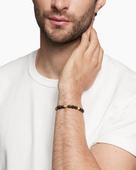 Memento Mori Skull Bracelet in 18K Yellow Gold with Forged Carbon, 6mm