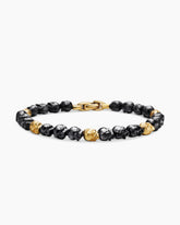 Memento Mori Skull Bracelet in 18K Yellow Gold with Forged Carbon, 6mm
