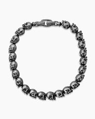 Memento Mori Skull Bead Bracelet in Sterling Silver, 6mm