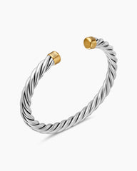 Cable Cuff Bracelet in Sterling Silver with 18K Yellow Gold, 6mm