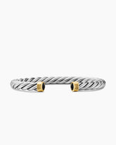 Cable Cuff Bracelet in Sterling Silver with 18K Yellow Gold and Black Onyx, 6mm