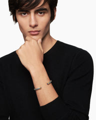 Cable Cuff Bracelet in Sterling Silver with 18K Yellow Gold and Lapis, 6mm