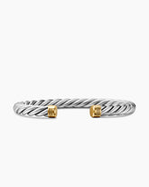 Cable Cuff Bracelet in Sterling Silver with 18K Yellow Gold, 6mm