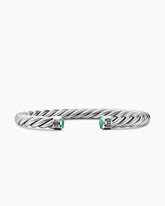 Cable Cuff Bracelet in Sterling Silver with Turquoise, 6mm