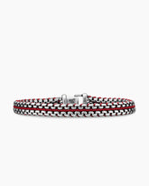 Woven Box Chain Bracelet in Sterling Silver with Red Nylon, 10mm