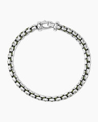 Woven Box Chain Bracelet in Sterling Silver with Green Nylon, 12mm