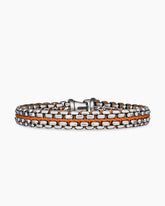 Woven Box Chain Bracelet in Sterling Silver with Orange Nylon, 12mm